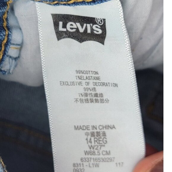 Levis 511 Slim Distressed Cut Off Frayed Blue Jean Shorts Boy’s Size 14 Reg W27” - Picture 7 of 8